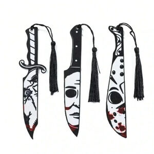 3 pc Chucky Michael Myers Jason horror movie bookmarks with tassel Halloween